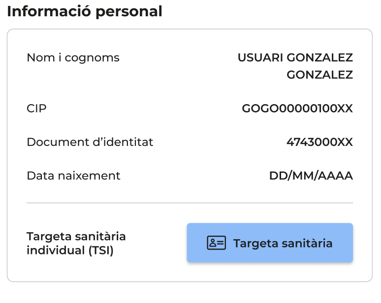 Bloc “Informació personal” dins de “Dades personals” en la versió web