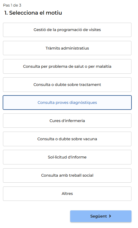 Escollir el motiu</strong> de la consulta